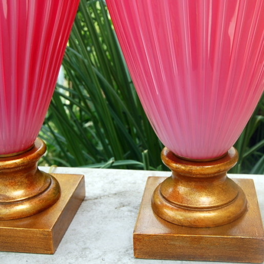The Marbro Lamp Company - Murano Lamps in Raspberry Sherbet Opaline Glass