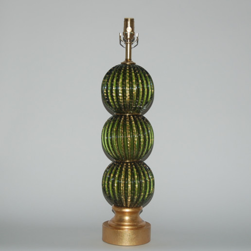 Stacked Ball Murano Lamps in Green and Gold