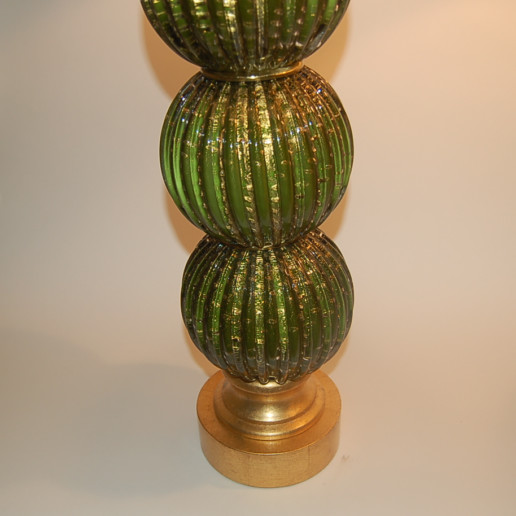 Stacked Ball Murano Lamps in Green and Gold