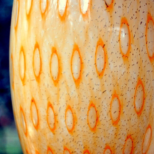 Barovier & Toso - Orange Murano Lamps in Peacock Feather Pattern