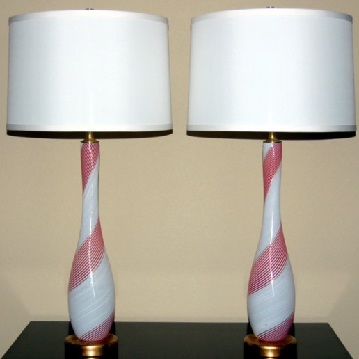 Dino Martens - Candy Cane Swirled Filigrana Murano Lamps