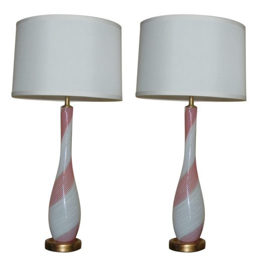 Dino Martens - Candy Cane Swirled Filigrana Murano Lamps 