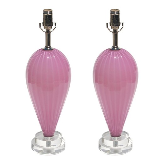 Hand Blown Pair of Small Teardrops by Joe Cariati in Lavender Berry