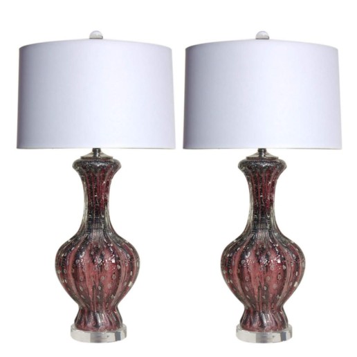 Purple Murano Lamps with Silver Inclusion