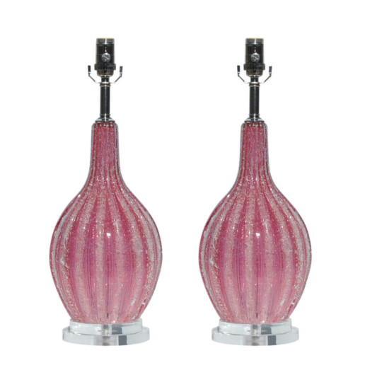 Pulegoso Murano Lamps in Raspberry Ice