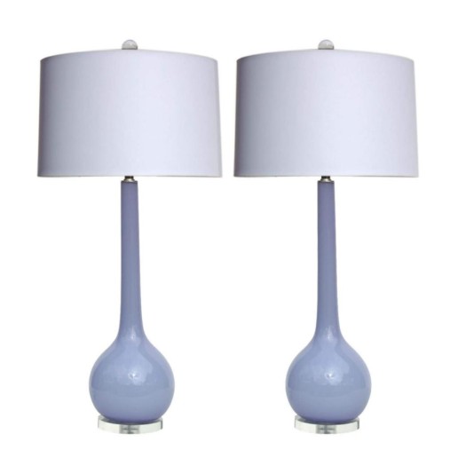 PLong-Necked Murano Table Lamps in Lavender