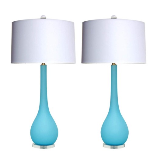 Murano Long Neck Table Lamps in Sky Blue