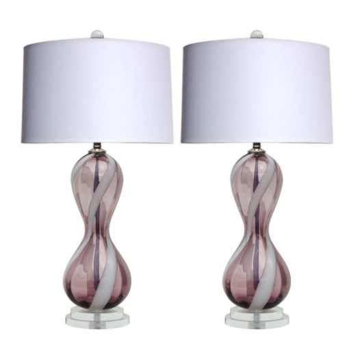 Vintage Murano Lamps Grape Figure Eights with White Swirl