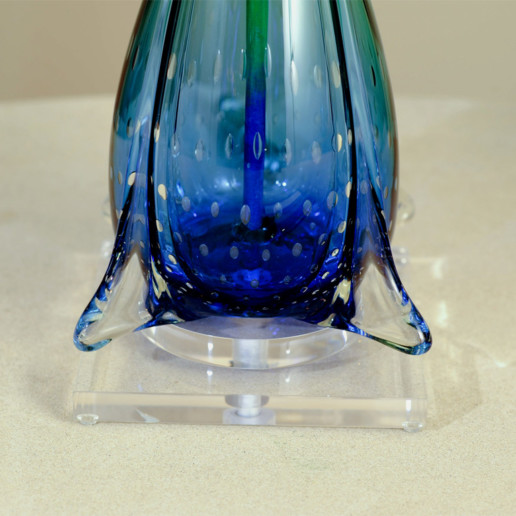 Blue and Green Vintage Finned Murano Lamps