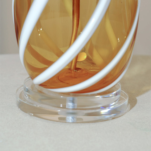 AVEM - Butterscotch with White Candy Cane Swirl Stripes of Applied Glass