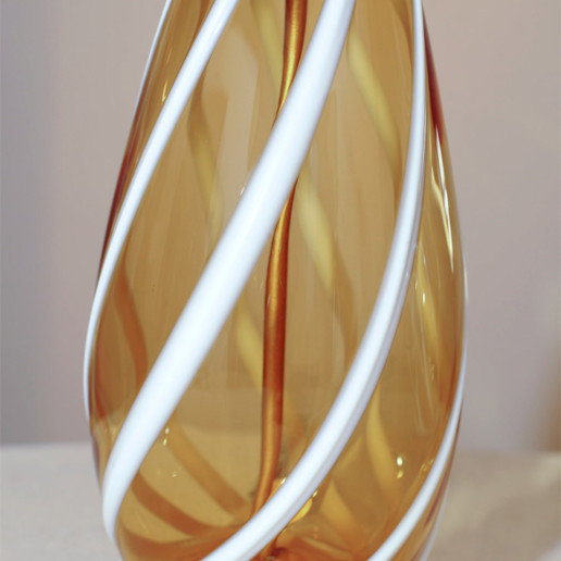 AVEM - Butterscotch with White Candy Cane Swirl Stripes of Applied Glass