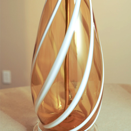 AVEM - Butterscotch with White Candy Cane Swirl Stripes of Applied Glass