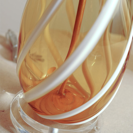 AVEM - Butterscotch with White Candy Cane Swirl Stripes of Applied Glass