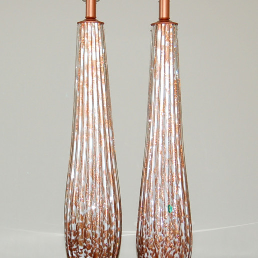 Huge Vanilla and Copper Murano Table Lamps