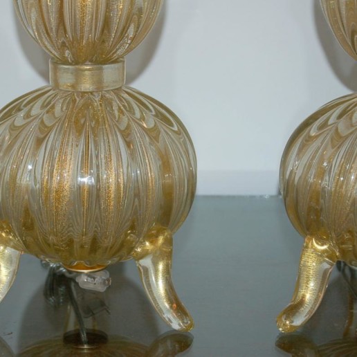 Classic Three Footed Vintage Murano Lamps in Champagne