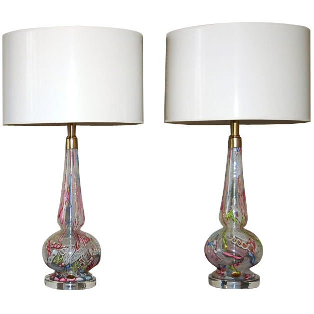 Dino Martens - Extremely Rare Pair of Tutti Frutti Table Lamps
