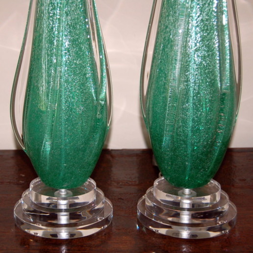 Coke Bottle Green Pulegoso Murano Table Lamps