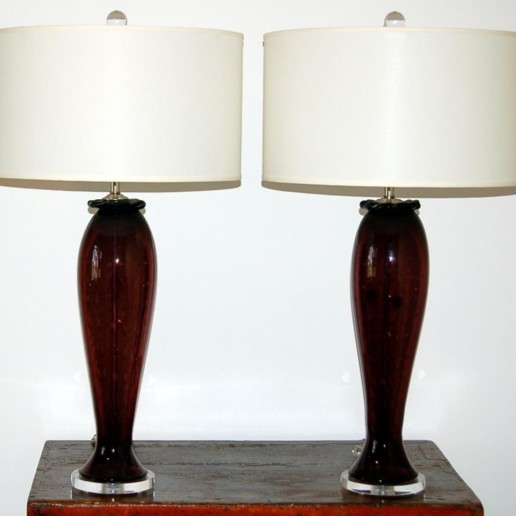 Vintage Murano Table Lamps in Purple with Controlled Bubbles