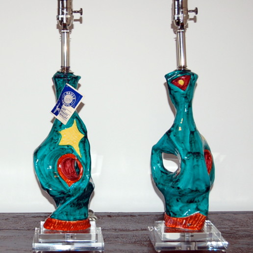 Deruta - Abstract Ceramic Cubism Lamps from 1950's