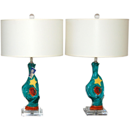 Deruta - Abstract Ceramic Cubism Lamps from 1950's