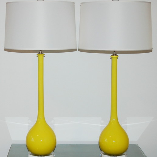 Extremely Rare Canary Yellow Vintage Murano Lamps
