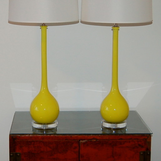 Extremely Rare Canary Yellow Vintage Murano Lamps