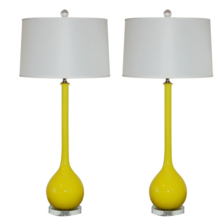 Extremely Rare Canary Yellow Vintage Murano Lamps