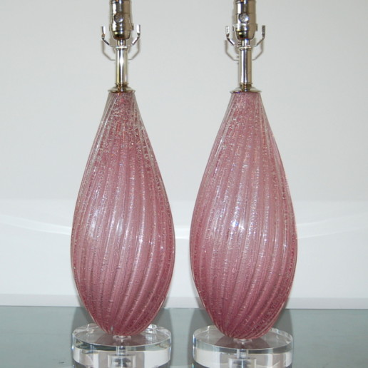 Orchid Melon Pulegoso Vintage Murano Lamps