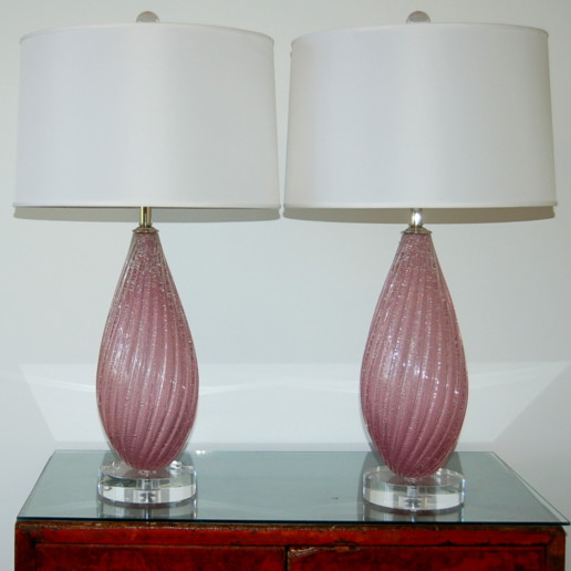 Orchid Melon Pulegoso Vintage Murano Lamps