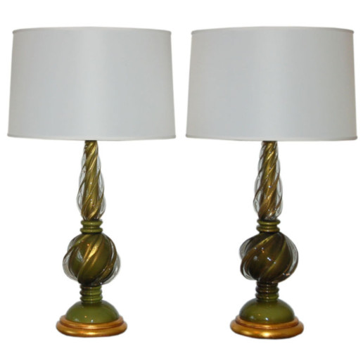 Marbro Lamp Company - Murano Lamps of Avocado Green