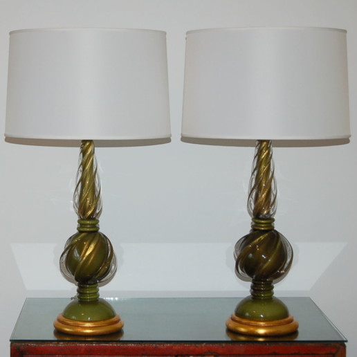 Marbro Lamp Company - Murano Lamps of Avocado Green
