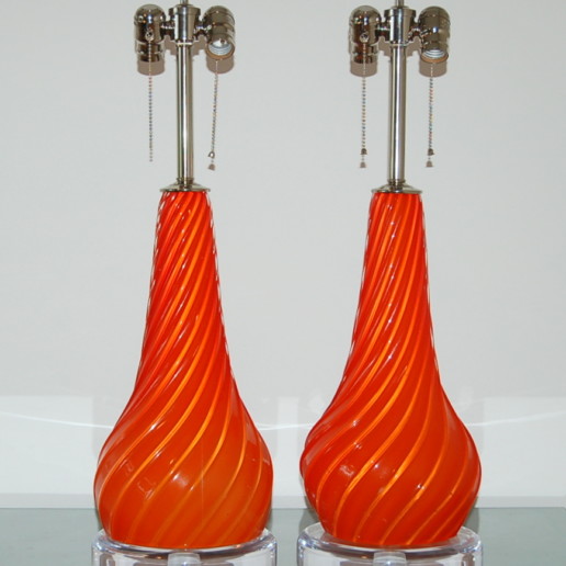 Vintage Murano Lamps in Orange