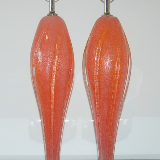 Rare Melon Orange Vintage Murano Lamps