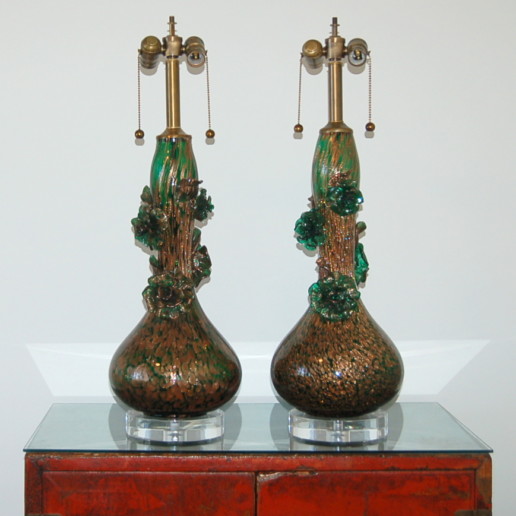 Marbro Lamp Company - Murano Lamps of Green and Copper