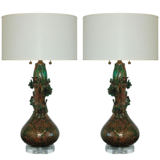 Marbro Lamp Company - Murano Lamps of Green and Copper
