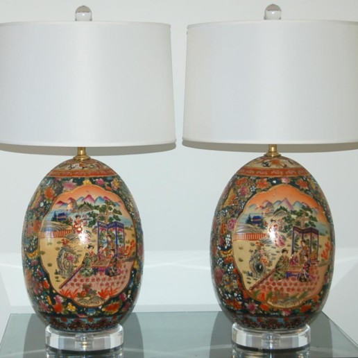 Vintage Satsuma Style Egg Lamps - X Large