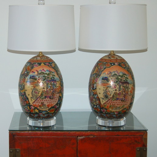 Vintage Satsuma Style Egg Lamps - X Large