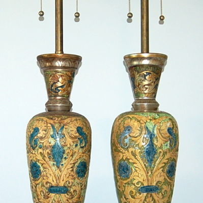 Monumental Carved Ceramic Lamps by The Marbro Lamp Company