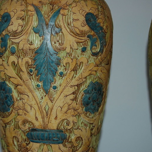 Monumental Carved Ceramic Lamps by The Marbro Lamp Company