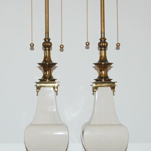 Pair of Vintage Stiffel Crackle Glazed Lamps