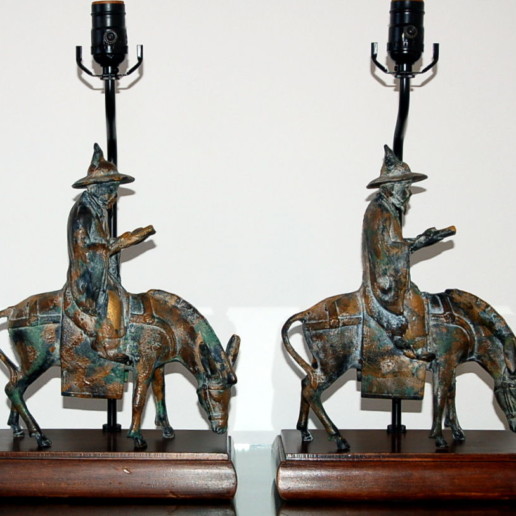 Vintage Patinated Bronze Sculpture Lamps by Frederick Cooper