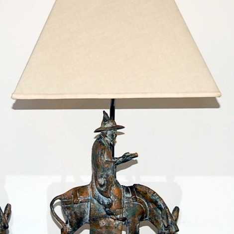 Vintage Patinated Bronze Sculpture Lamps by Frederick Cooper