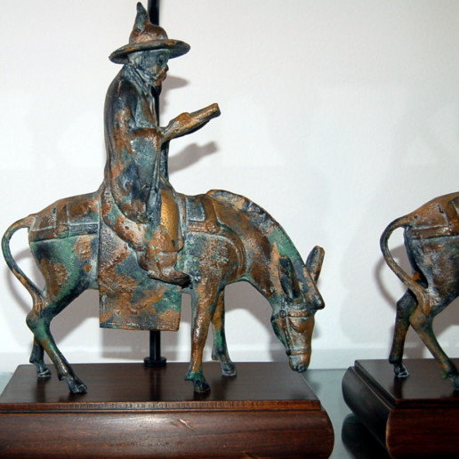 Vintage Patinated Bronze Sculpture Lamps by Frederick Cooper