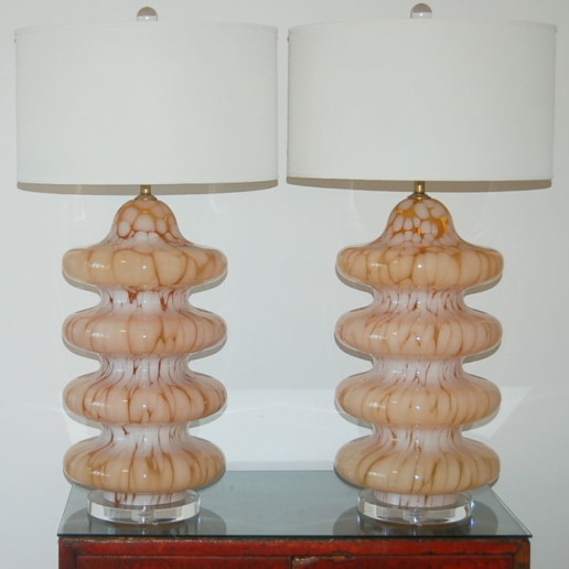 Vintage Murano Four Tiered Lamps in Caramelized Peach