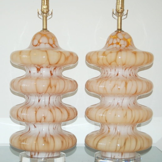 Vintage Murano Four Tiered Lamps in Caramelized Peach