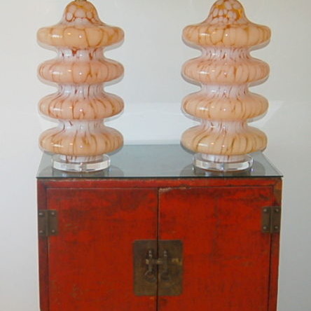 Vintage Murano Four Tiered Lamps in Caramelized Peach