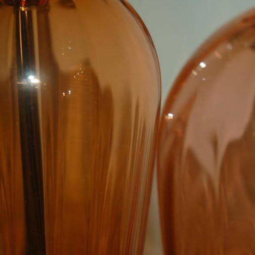 Hand Blown Pair of Glass Lamps by Joe Cariati in Apricot