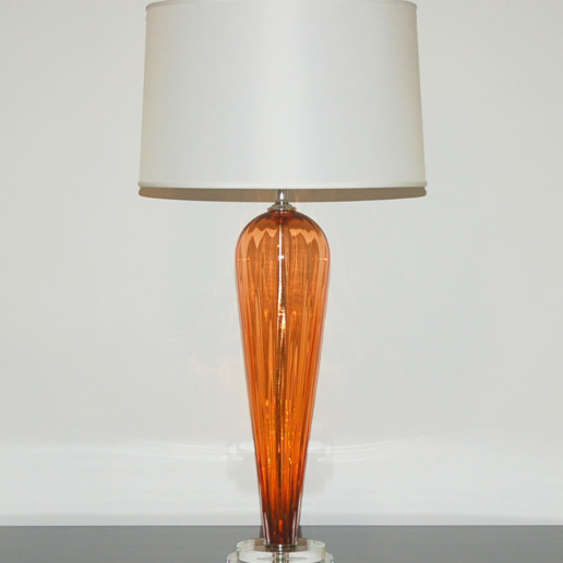 Hand Blown Pair of Glass Lamps by Joe Cariati in Apricot