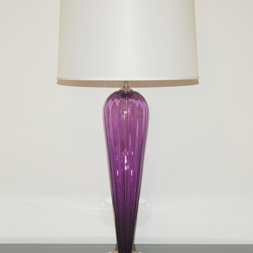 Hand Blown Pair of Glass Lamps by Joe Cariati in Violet