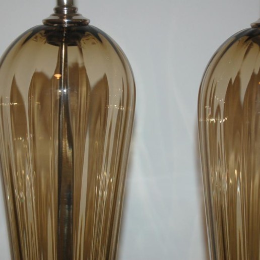 Hand Blown Pair of Glass Lamps by Joe Cariati in Bronze